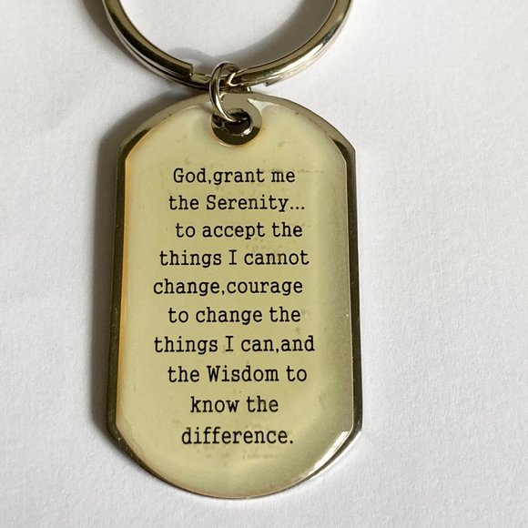 Serenity Prayer Keychain Keyring Stainless Steel Acrylic Alcoholics Anonymous AA - Picture 3 of 8